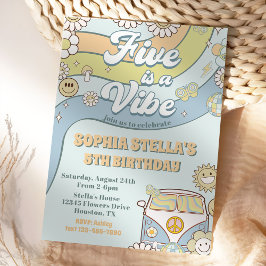 Retro Rainbow Five is een Vibe Groovy 5e verjaarda Kaart