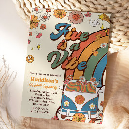 Retro Rainbow Five is een Vibe Groovy 5e verjaarda Kaart