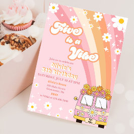 Retro Rainbow Five is een Vibe Groovy 5e verjaarda Kaart