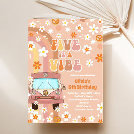 Retro Rainbow Five is een Vibe Groovy 5e verjaarda Kaart