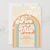 Retro Rainbow FIVE is een Vibe Groovy 5e verjaarda Kaart (Voorkant)