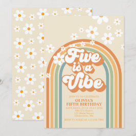 Retro Rainbow FIVE is een Vibe Groovy 5e verjaarda Kaart