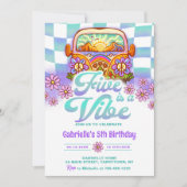 Retro Rainbow FIVE is een Vibe Groovy 5e verjaarda Kaart (Voorkant)