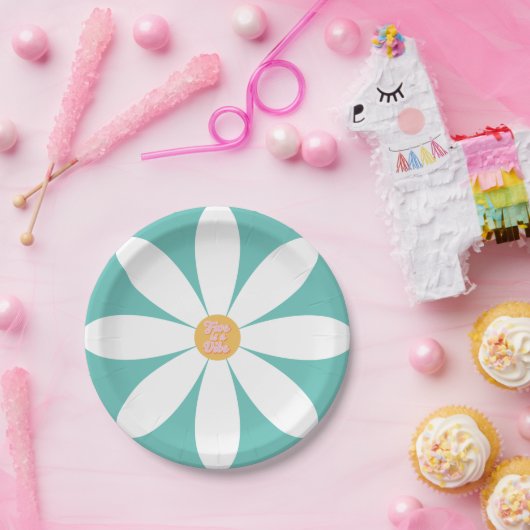 Retro Rainbow FIVE is een Vibe Groovy 5e verjaarda Papieren Bordje (Feest)