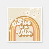 Retro Rainbow FIVE is een Vibe Groovy 5e verjaarda Servet (Voorkant)