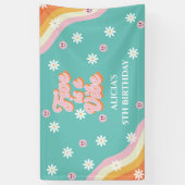 Retro Rainbow FIVE is een Vibe Groovy 5e verjaarda Spandoek (Verticaal)