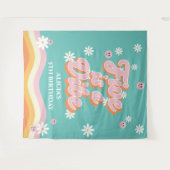 Retro Rainbow FIVE is een Vibe Groovy 5e verjaarda Wandkleed (Voorkant (horizontaal))