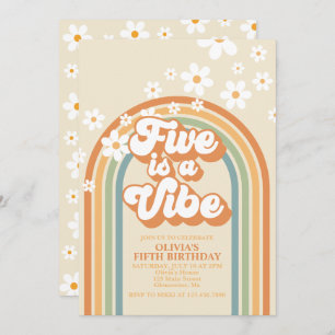 Retro Rainbow FIVE is een Vibe Groovy 5th Birthday Kaart