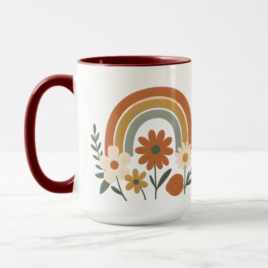 Retro Rainbow Floral Ceramic Mug Mok (Links)
