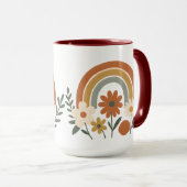 Retro Rainbow Floral Ceramic Mug Mok (Voorkant rechts)
