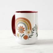 Retro Rainbow Floral Ceramic Mug Mok (Voorkant links)