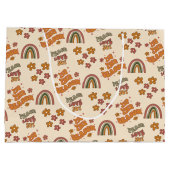 Retro Rainbow Flower Christmas Groot Cadeauzakje (Achterkant)