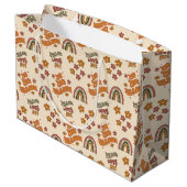 Retro Rainbow Flower Christmas Groot Cadeauzakje (Achterkant Gekanteld)