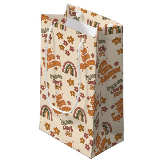 Retro Rainbow Flower Christmas Klein Cadeauzakje (Voorkant Gekanteld)