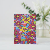 Retro Rainbow Flower Pattern Briefkaart (Staand voorkant)