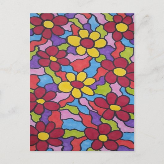 Retro Rainbow Flower Pattern Briefkaart (Voorkant)