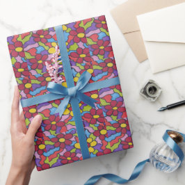 Retro Rainbow Flower Pattern Cadeaupapier