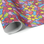 Retro Rainbow Flower Pattern Cadeaupapier (Rol Hoek)