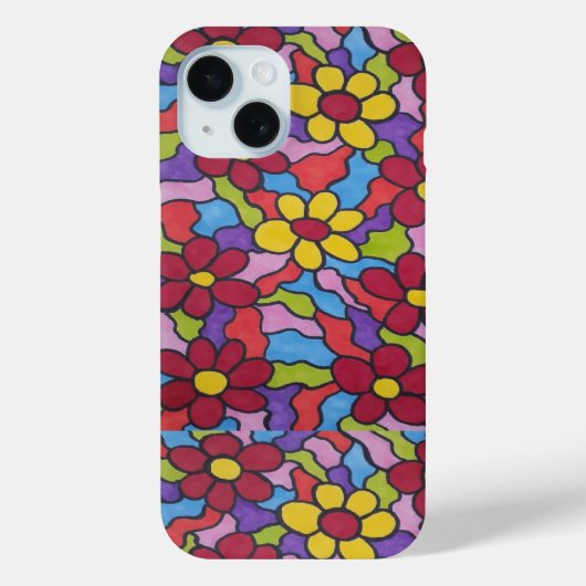 Retro Rainbow Flower Pattern Case-Mate iPhone Case (Achterkant)