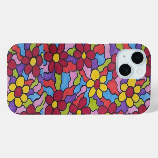Retro Rainbow Flower Pattern Case-Mate iPhone Case (Achterkant (horizontaal))