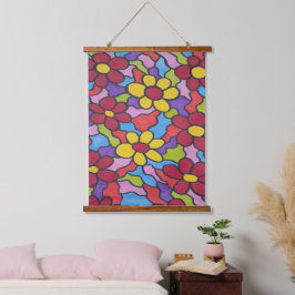 Retro Rainbow Flower Pattern Hangend Wandkleed