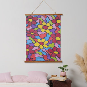 Retro Rainbow Flower Pattern Hangend Wandkleed