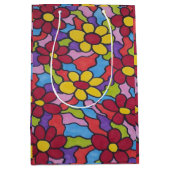 Retro Rainbow Flower Pattern Medium Cadeauzakje (Voorkant)
