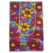 Retro Rainbow Flower Pattern Medium Cadeauzakje (Achterkant)