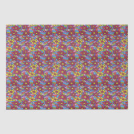 Retro Rainbow Flower Pattern Tissuepapier