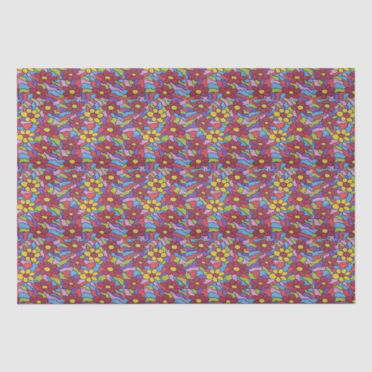 Retro Rainbow Flower Pattern Tissuepapier (Voorkant)