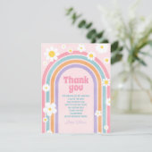 Retro Rainbow Flowers Daisies Thank You Card Bedankkaart (Staand voorkant)