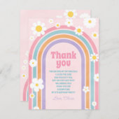 Retro Rainbow Flowers Daisies Thank You Card Bedankkaart (Voorkant / Achterkant)