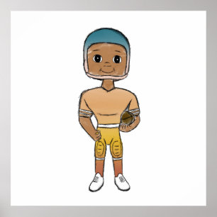  retro rainbow football player ombre poster