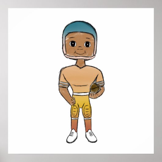  retro rainbow football player ombre poster (Voorkant)