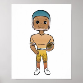  retro rainbow football player ombre poster