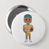  retro rainbow football player ombre ronde button 4,0 cm (Voorkant /achterkant)