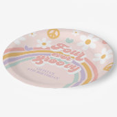 Retro Rainbow four Ever Groovy 4e verjaardag Papieren Bordje (Gekanteld)