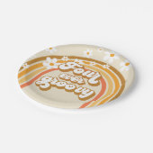 Retro Rainbow four Ever Groovy 4e verjaardag Papieren Bordje (Gekanteld)