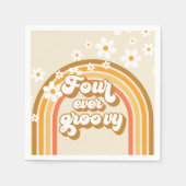 Retro Rainbow four Ever Groovy 4e verjaardag Servet (Voorkant)
