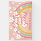 Retro Rainbow four Ever Groovy 4e verjaardag Spandoek (Verticaal)