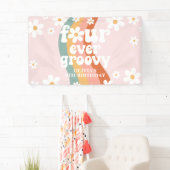 Retro Rainbow Four Ever Groovy Daisy 4TH Spandoek (Insitu)