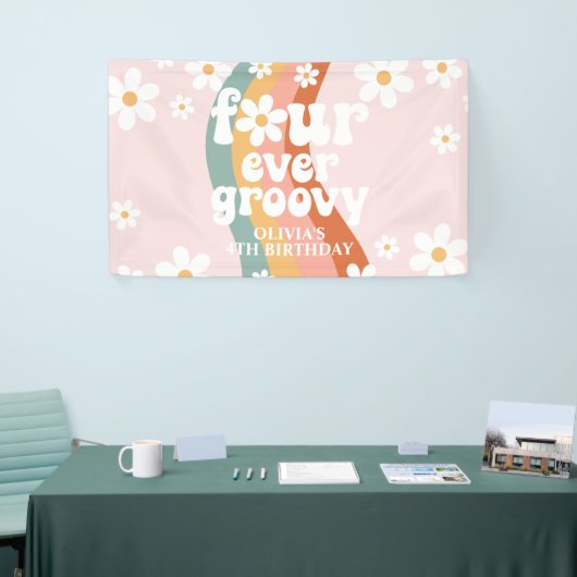 Retro Rainbow Four Ever Groovy Daisy 4TH Spandoek (Beurs)