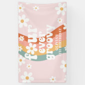 Retro Rainbow Four Ever Groovy Daisy 4TH Spandoek (Verticaal)