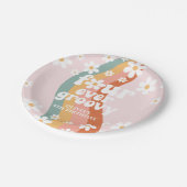 Retro Rainbow Four Ever Groovy Daisy Papieren Bordje (Gekanteld)