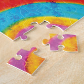 Retro Rainbow Fractal Monogram Naam Legpuzzel (Zijkant)