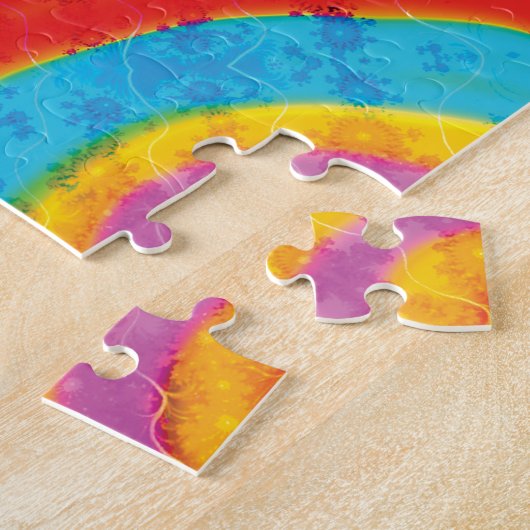 Retro Rainbow Fractal Monogram Naam Legpuzzel (Zijkant)
