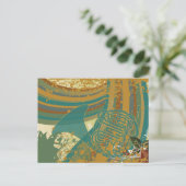 Retro Rainbow French Horn Briefkaart (Staand voorkant)