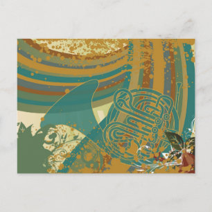 Retro Rainbow French Horn Briefkaart