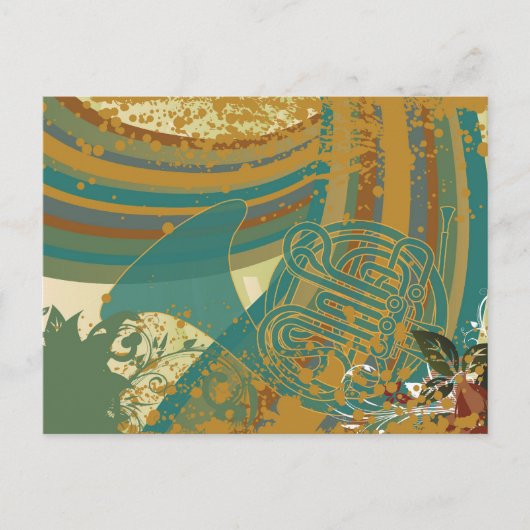 Retro Rainbow French Horn Briefkaart (Voorkant)