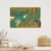 Retro Rainbow French Horn Poster (Keuken)